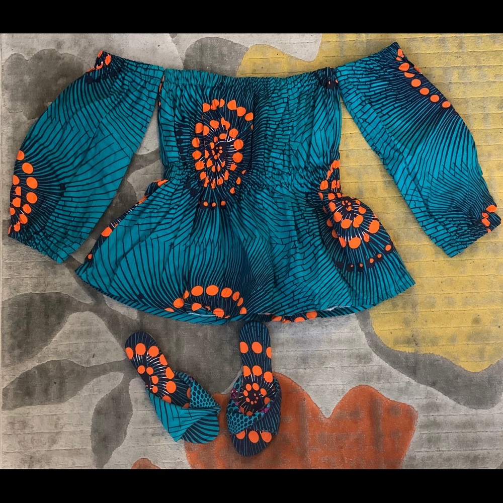 Ashley shoulder top and slipper set